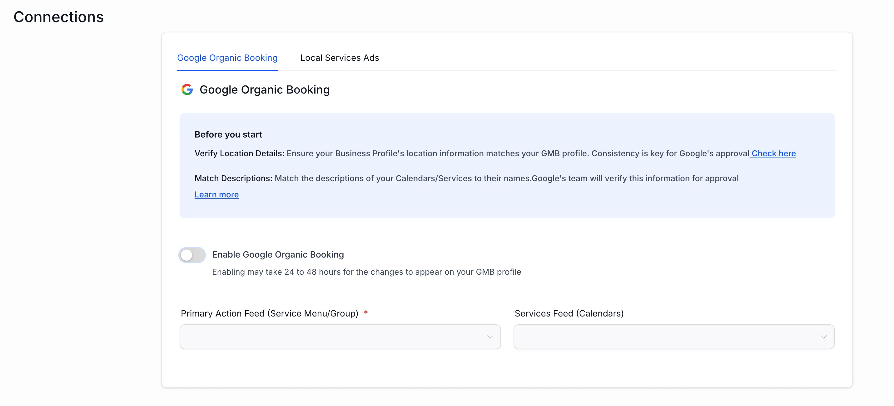 Enable Organic Booking